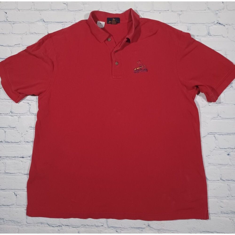 St Louis Cardinals Shirt‎ Mens L Red Polo Embroidered Logo Antigua
